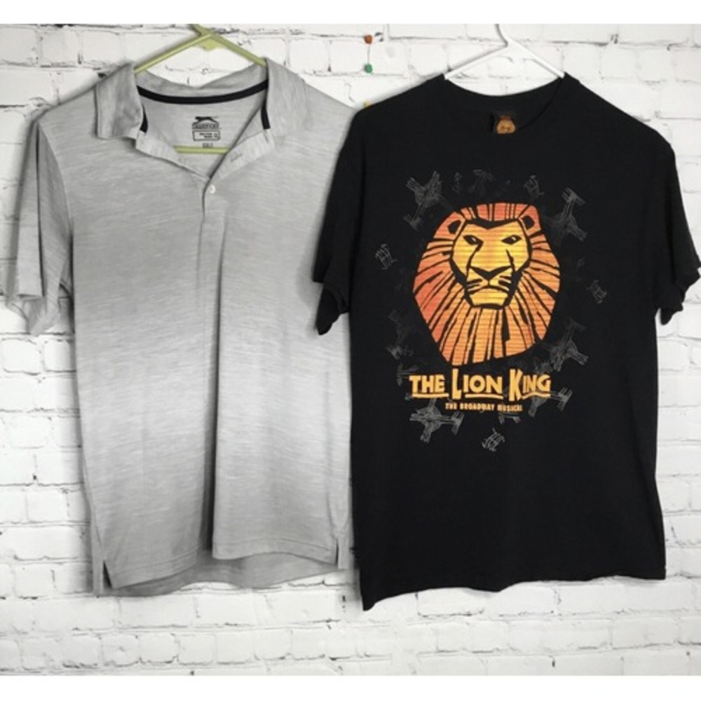 Slazenger Golf / Disney Lion King Men's Lot Of 2 Gray/Black Polo/T Shirt Size XL